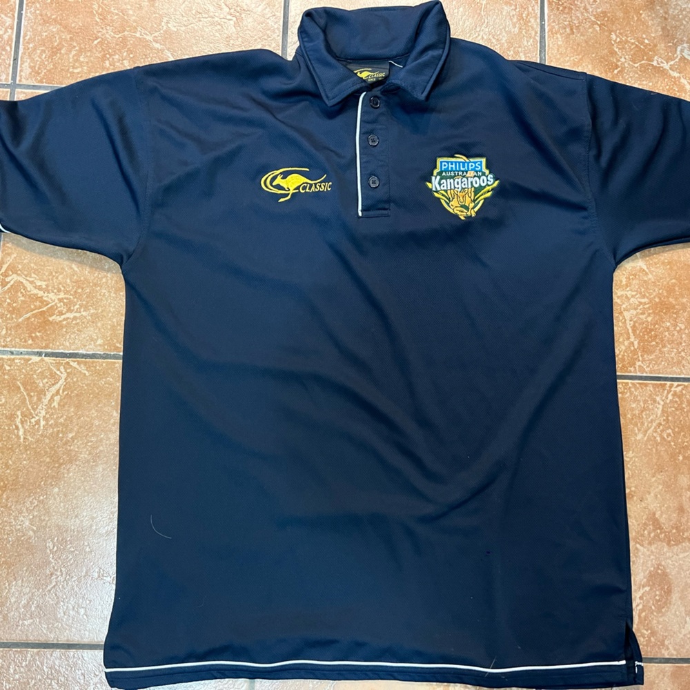 Australia Kangaroos NRL Mens Royal Blue Polo Shirt Size XXL Rugby